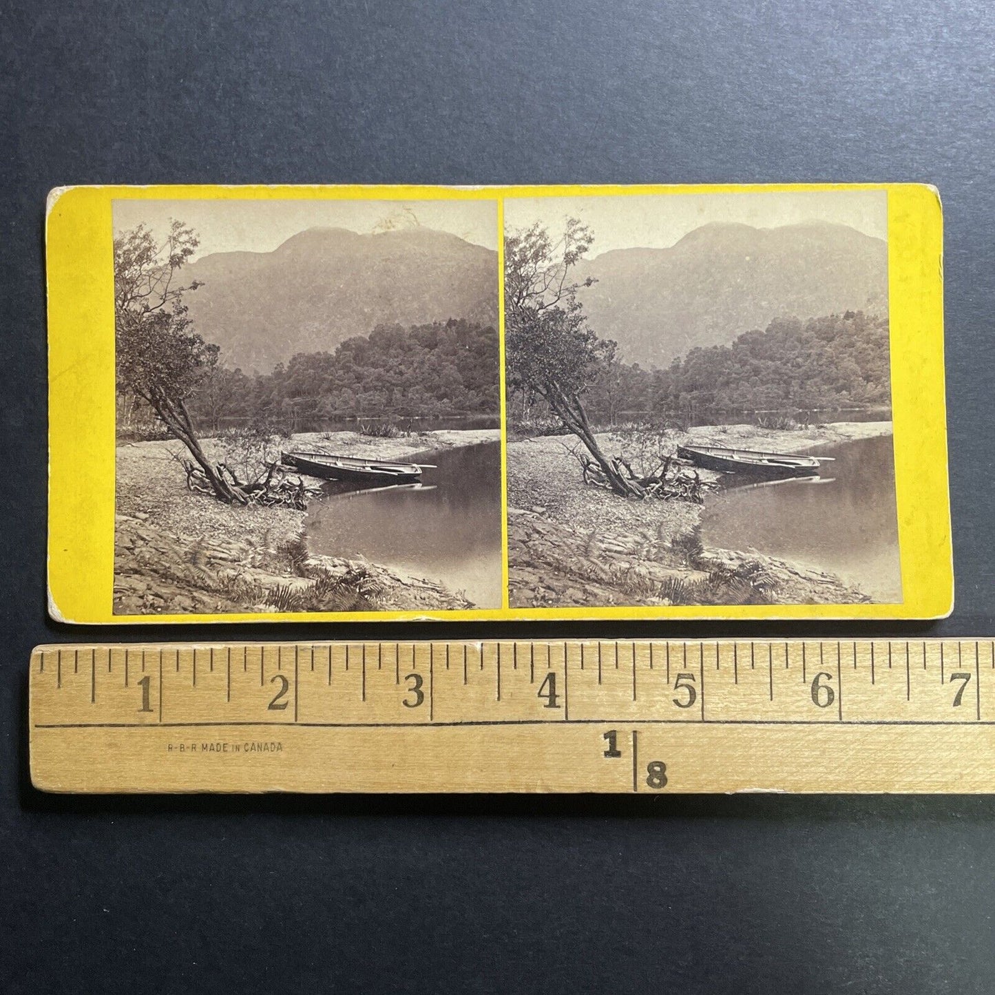 Antique 1860s Fishing Boat On Loch Katrine Scotland Stereoview Photo Card P1413