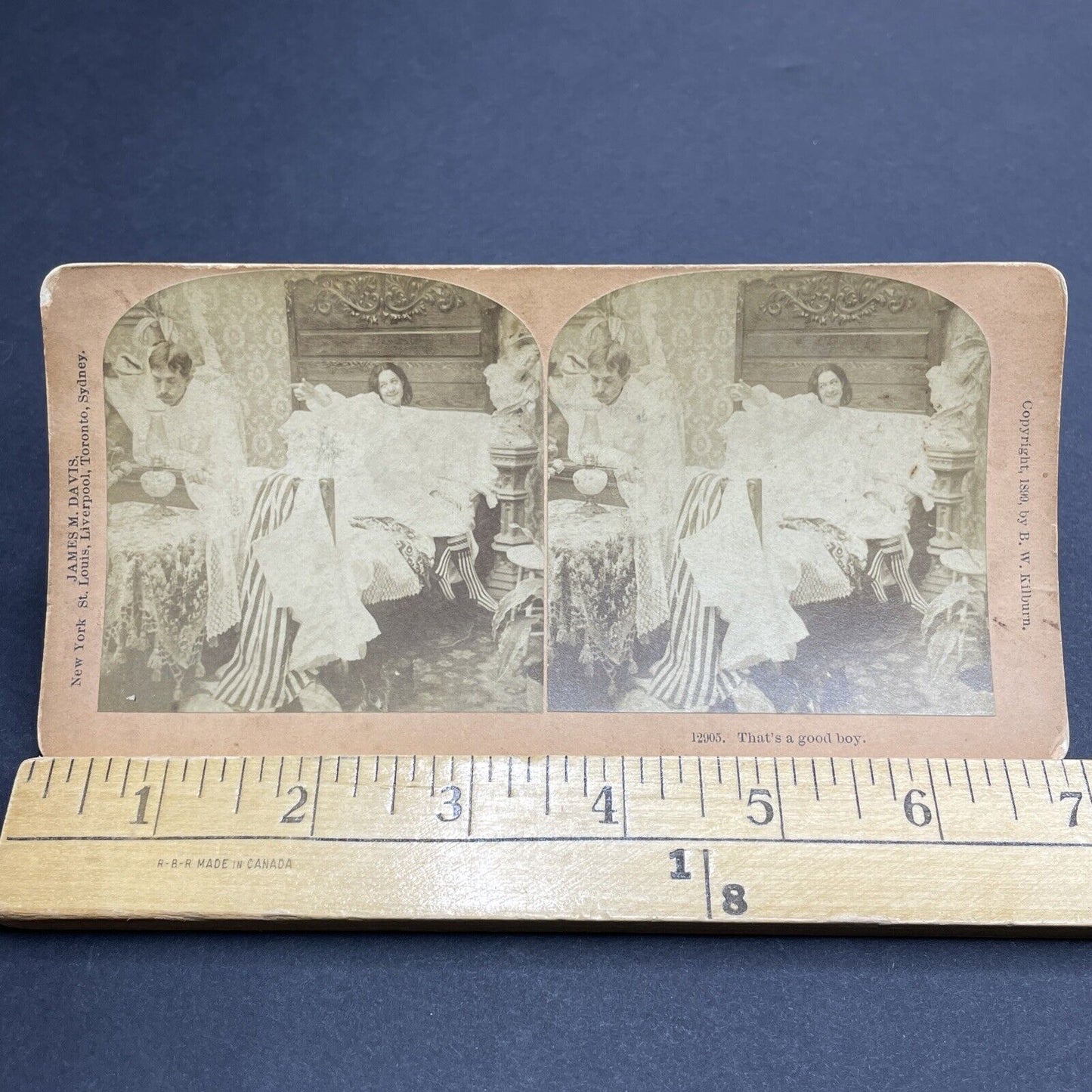 Antique 1899 Woman Seduces Husband In Bed At Night Stereoview Photo Card P1970