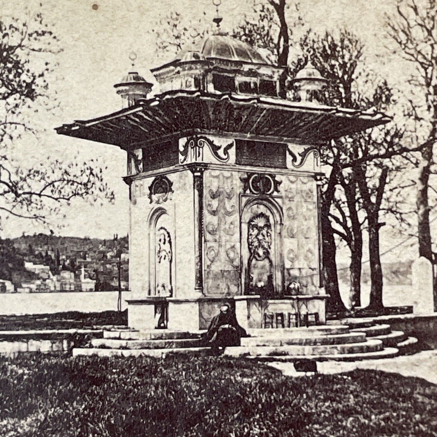 Bosphorus Fountain Istanbul Stereoview Frank Mason Good Antique c1863 X2405