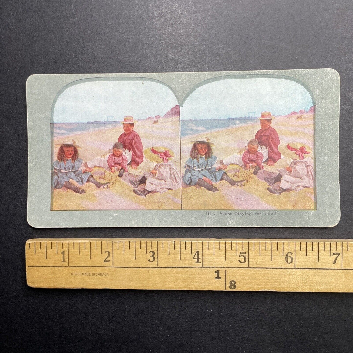 Antique 1892 Mother And Children In Beach Wear Stereoview Photo Card P1240