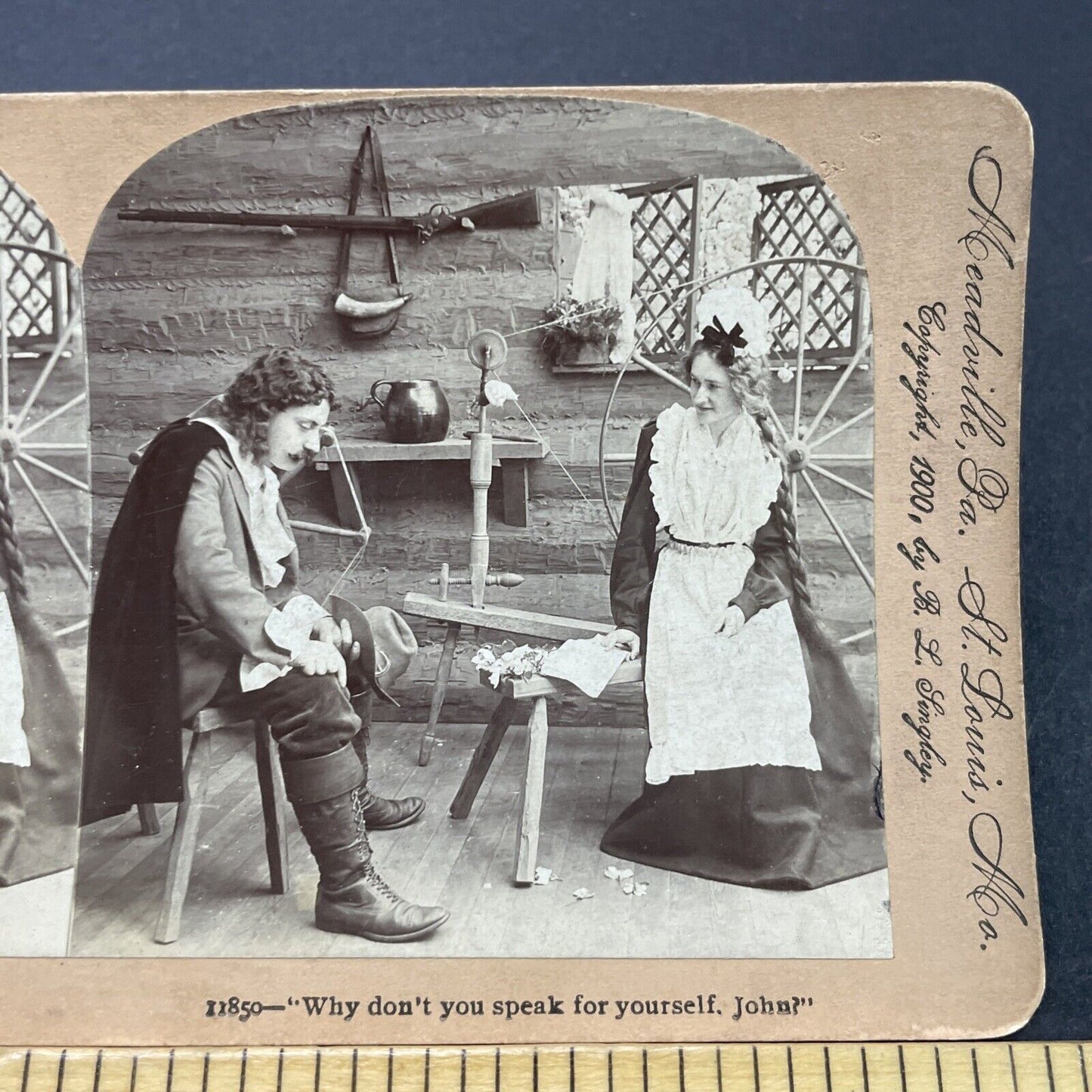 Antique 1890 Cavalier Rests In Widows Home Stereoview Photo Card P2678