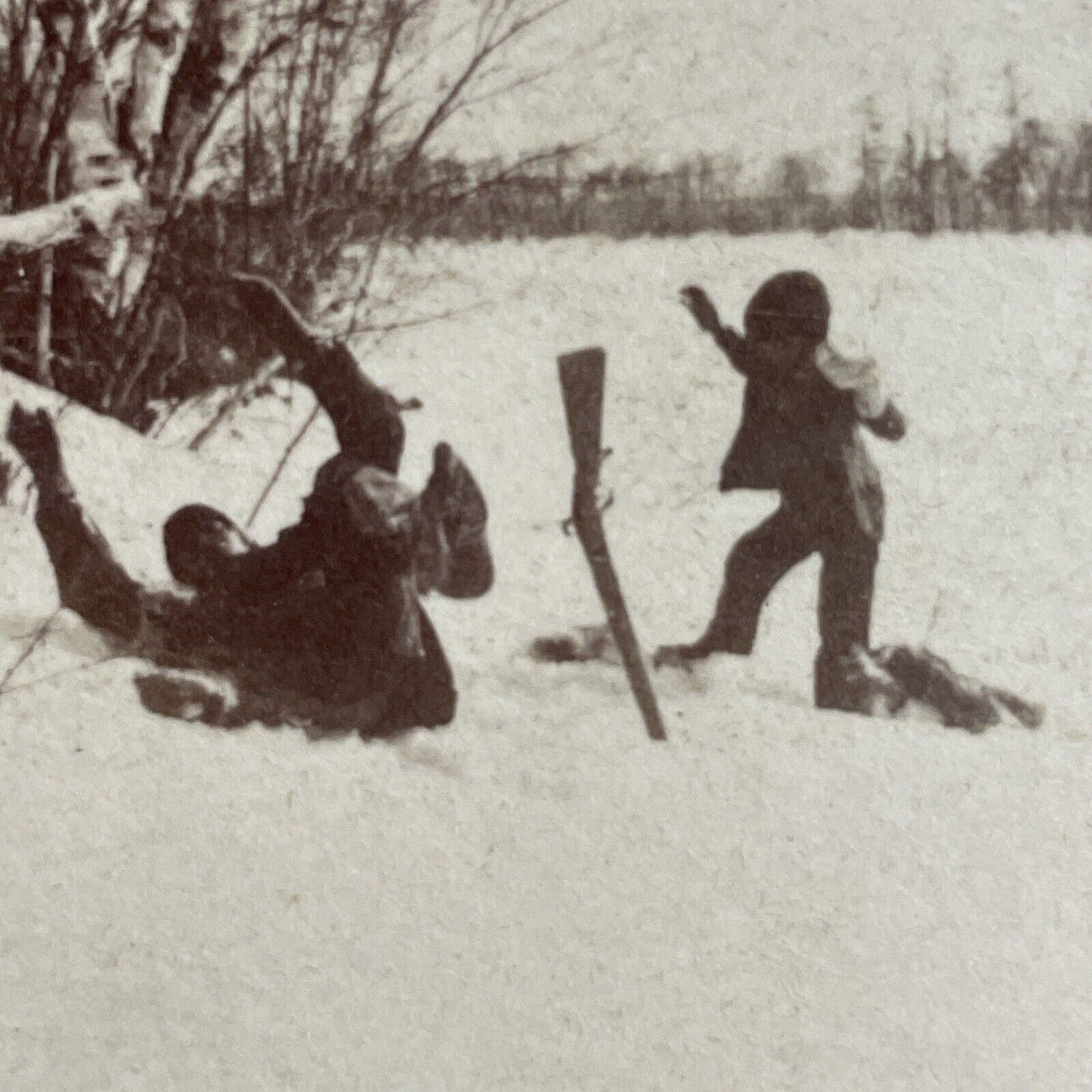 Antique 1870s Boy Accidentally Shoots Father Hunting Stereoview Photo Card P4059