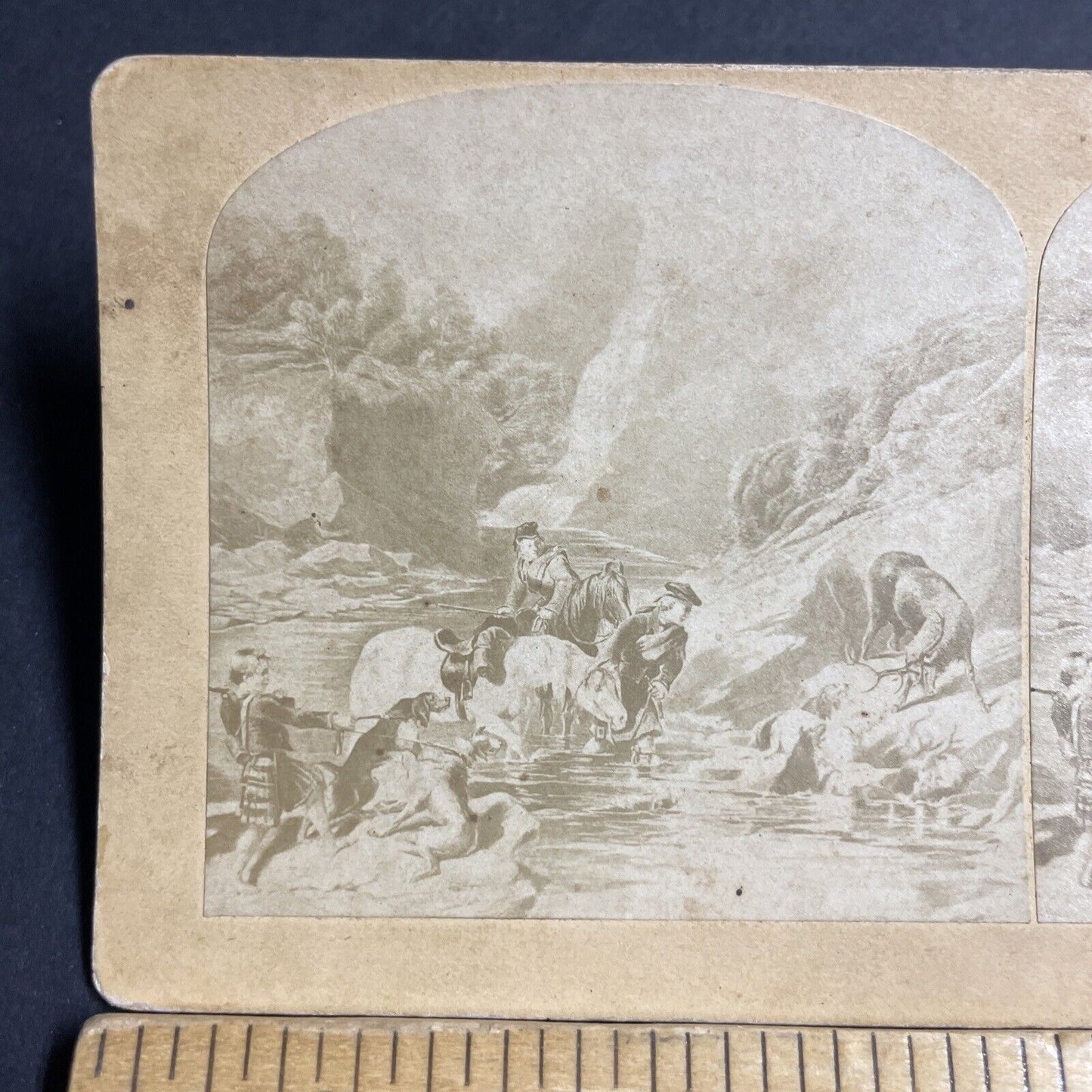 Antique 1870s Deer Hunting In Scottish Highlands Stereoview Photo Card P4200