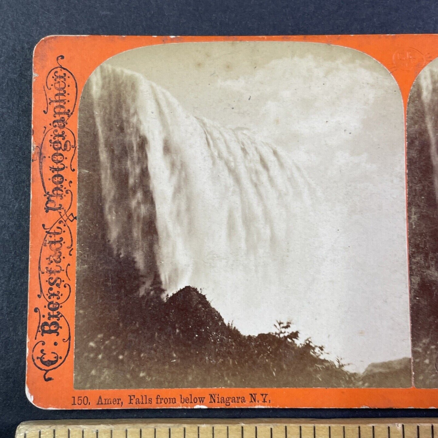 Niagara Falls with Embossed C.B. Stamp Stereoview Charles Bierstadt c1870s Y1843