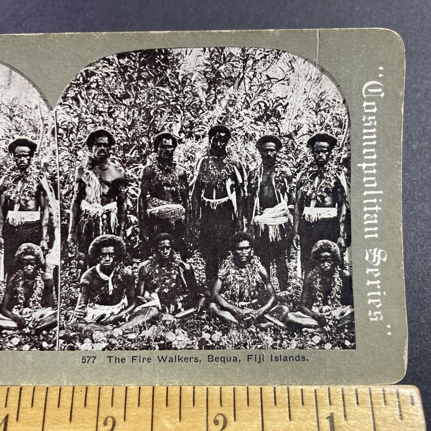 Antique 1905 Fiji Native Fire Walking Tribe Bequa Stereoview Photo Card Q2237