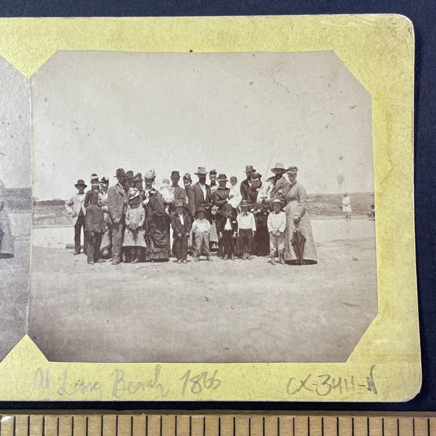 Family Photo Stereoview Long Beach? Tulare Lake? CA James Irvine? c1866 Y1793