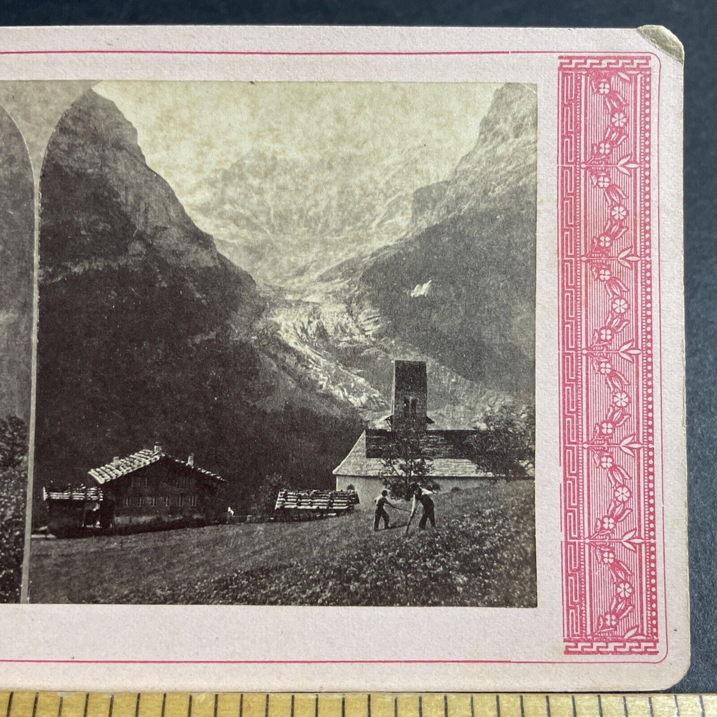 Antique 1870s Lower Grindelwald Glacier Switzerland Stereoview Photo Card P4171