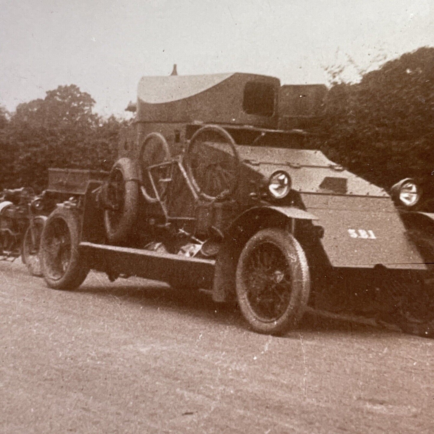 Antique 1917 US Army Armored Personnel Carriers APVs Stereoview Photo Card P1590