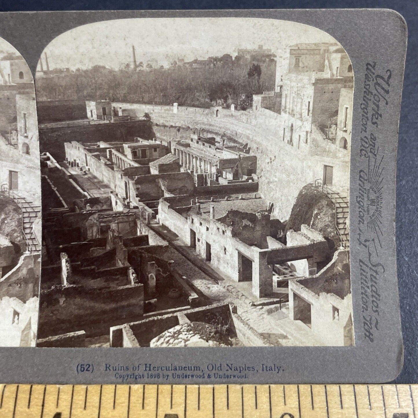 Antique 1898 Herculaneum Naples Italy Stereoview Photo Card P4582