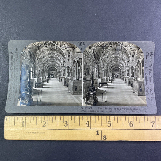 Library of the Vatican Rome Italy Stereoview Antique c1910s Y2193