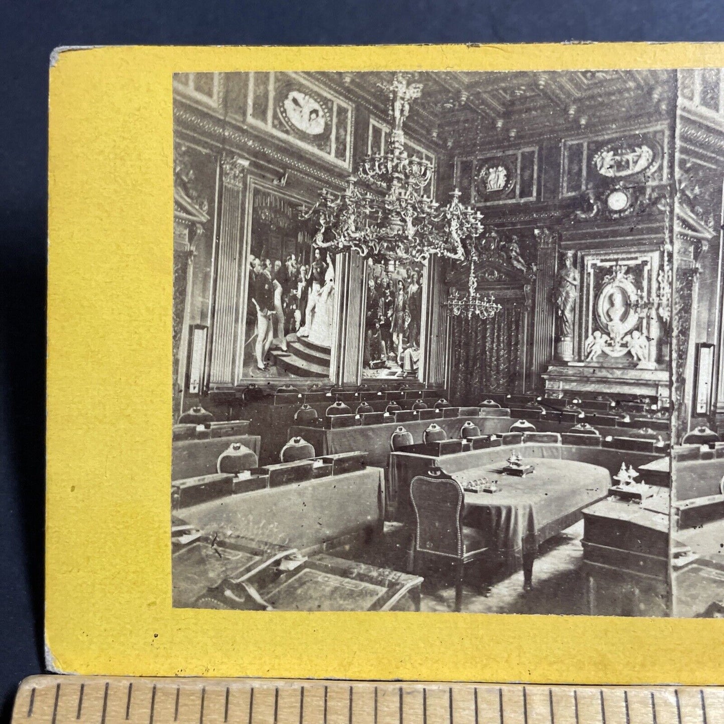 Antique 1870s Luxembourg Palace Seines Room Paris Stereoview Photo Card P5525