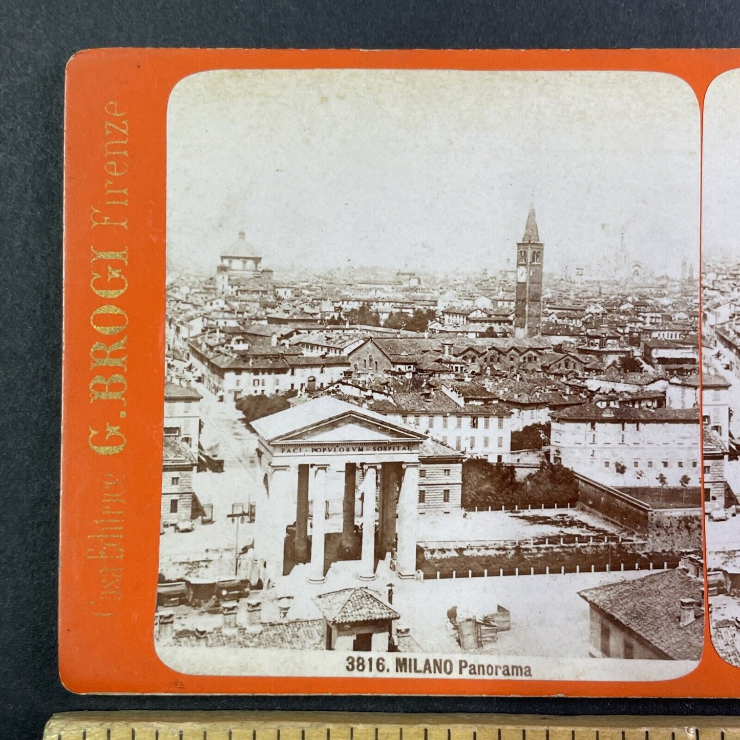 Milan Italy City Panorama Stereoview Giacomo Brogi c1865 Y1414