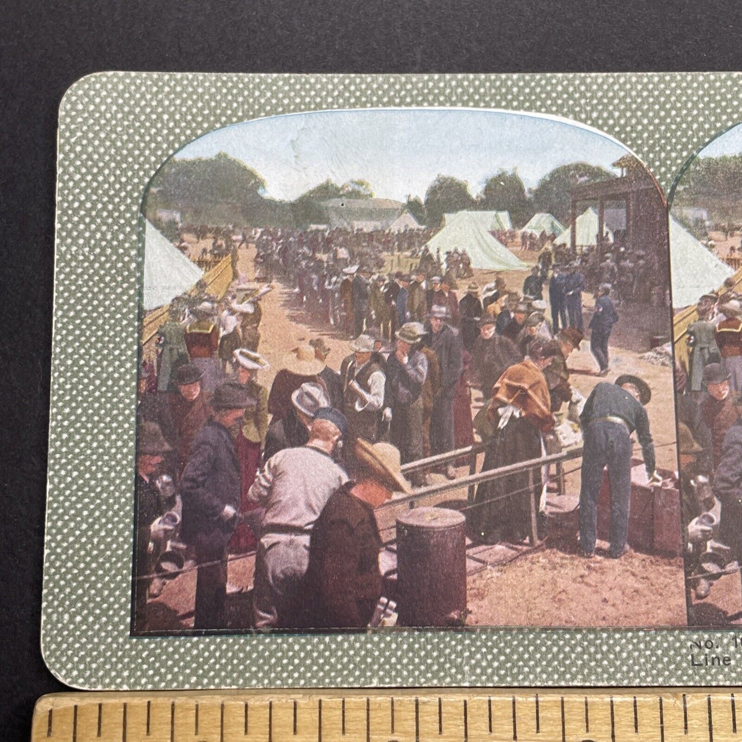 Antique 1910s San Francisco Earthquake Bread Line Stereoview Photo Card 2300-43