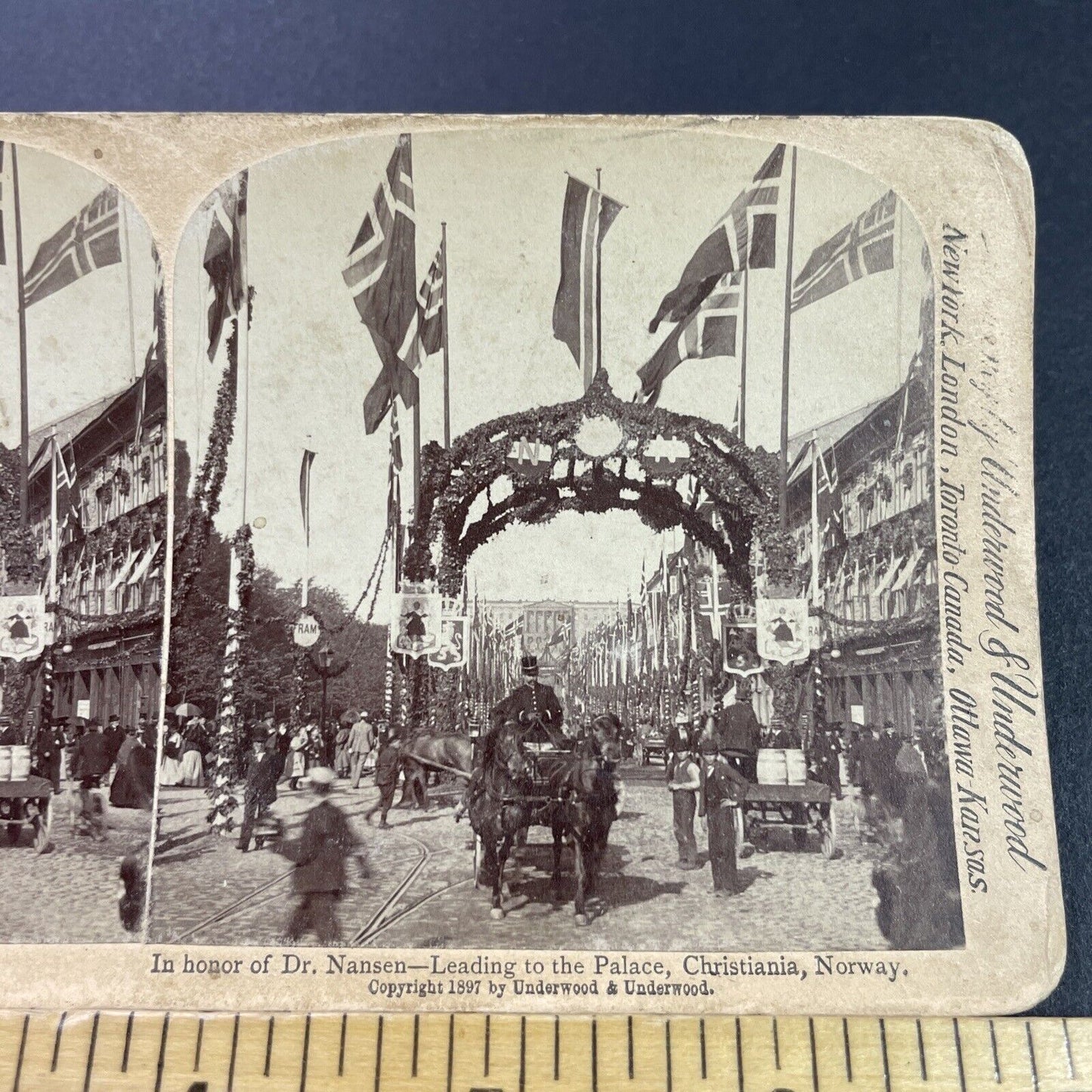 Antique 1897 Dr. Nansen Memorial Oslo Norway Stereoview Photo Card P3857