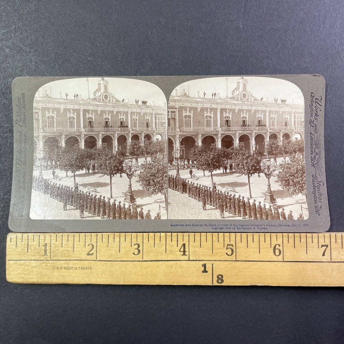 American Soldiers In Formation Stereoview Havana Cuba Antique c1899 X2737