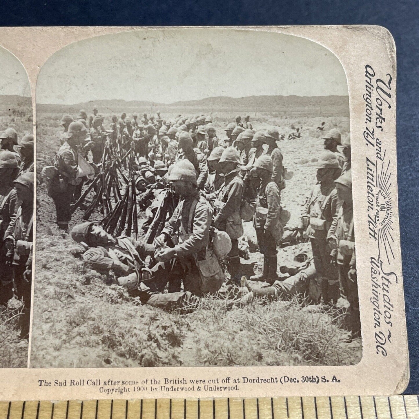 Antique 1900 Many Dead & Injured Boer War Trench Stereoview Photo Card P5574