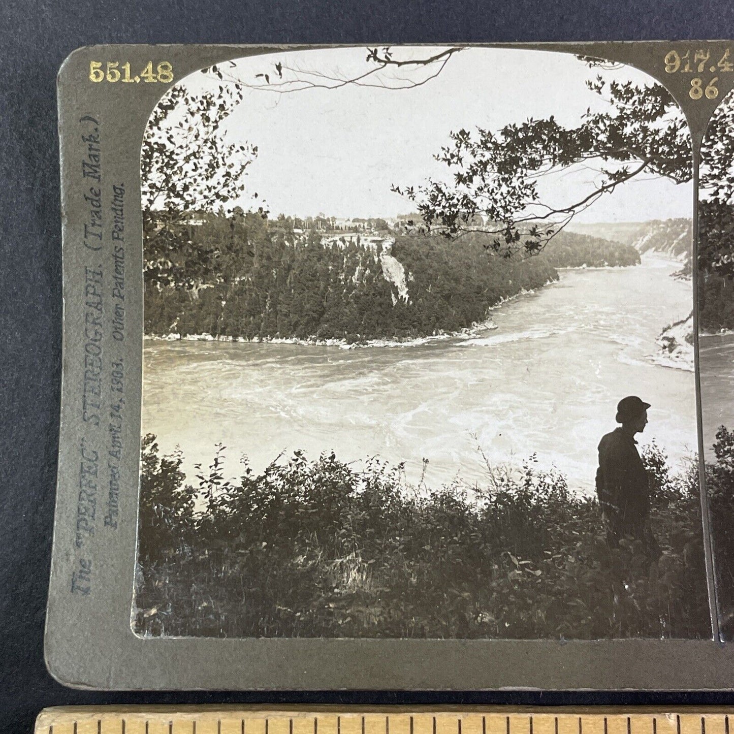 Niagara Falls Whirlpool before the Cable Car Stereoview H.C. White c1903 Y2852