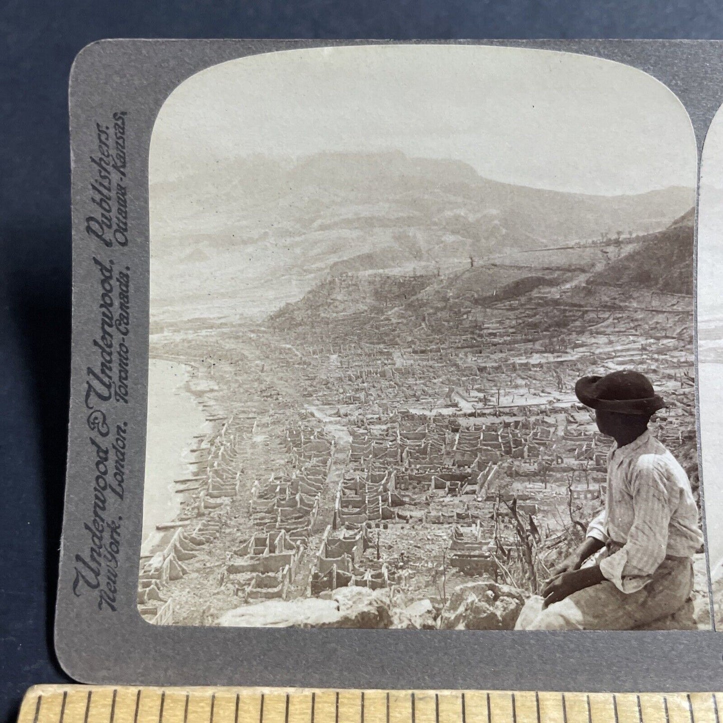 Antique 1902 Saint Pierre Destroyed By A Volcano Stereoview Photo Card P5570