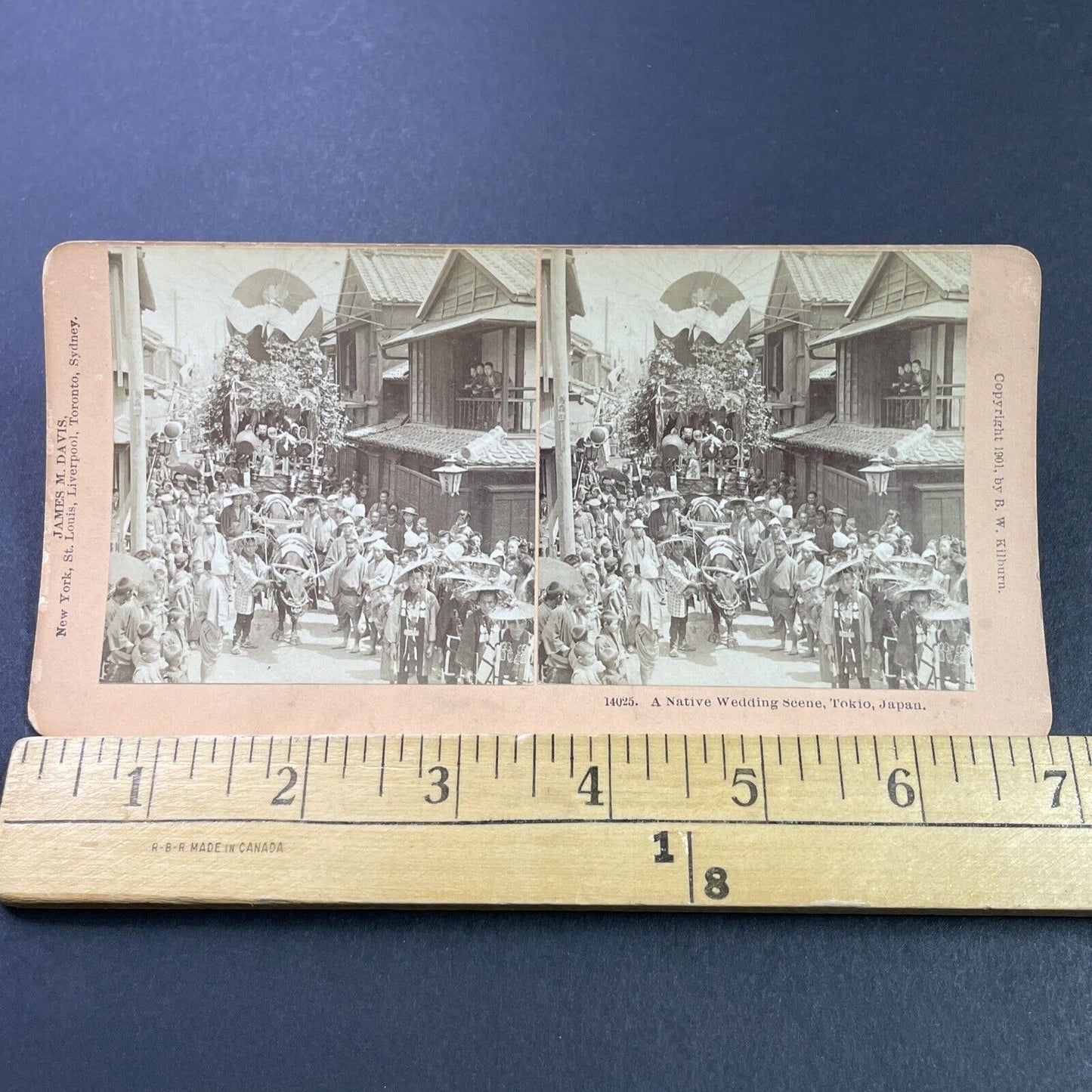 Antique 1901 Traditional Wedding Parade Tokyo Japan Stereoview Photo Card P3775