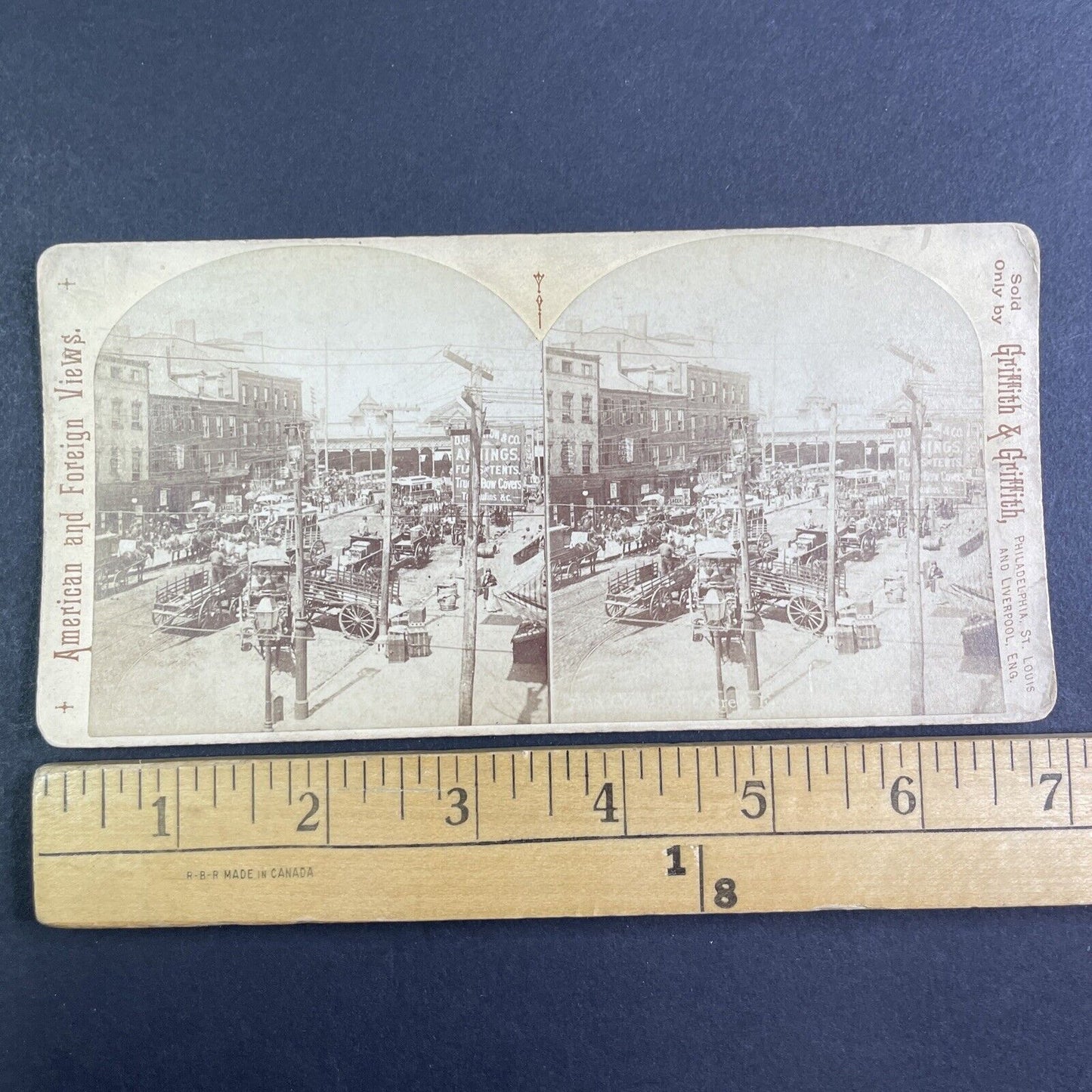 Street Scene Philadelphia Stereoview Griffith & Griffith Antique c1884 X3871