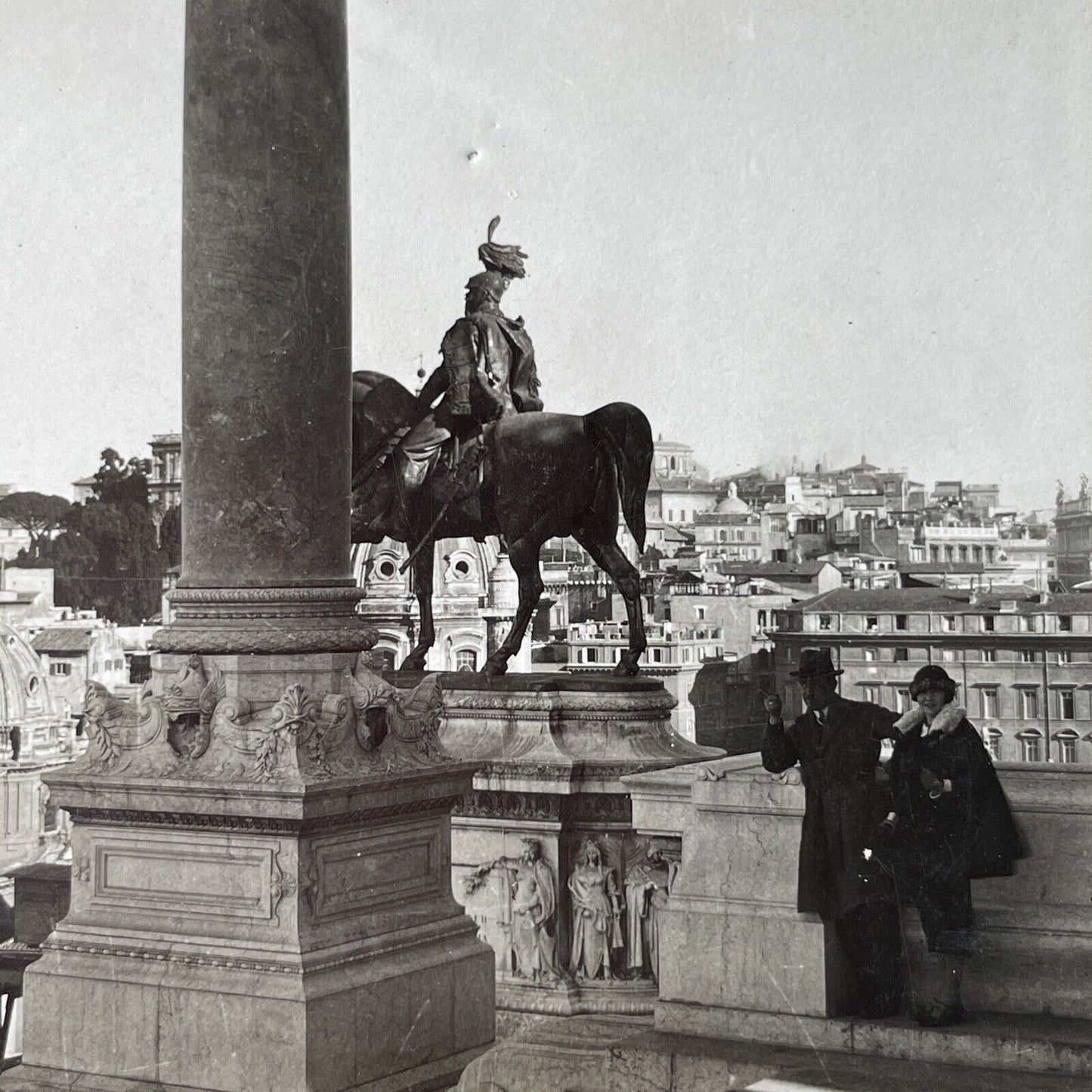 Antique 1925 Vittoriano Horse Monument Rome OOAK Stereoview Photo Card P3256