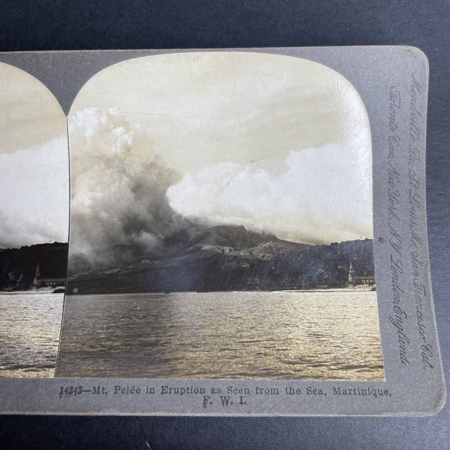 Antique 1903 Eruption Of Mount Pelee Martinique Stereoview Photo Card P1048