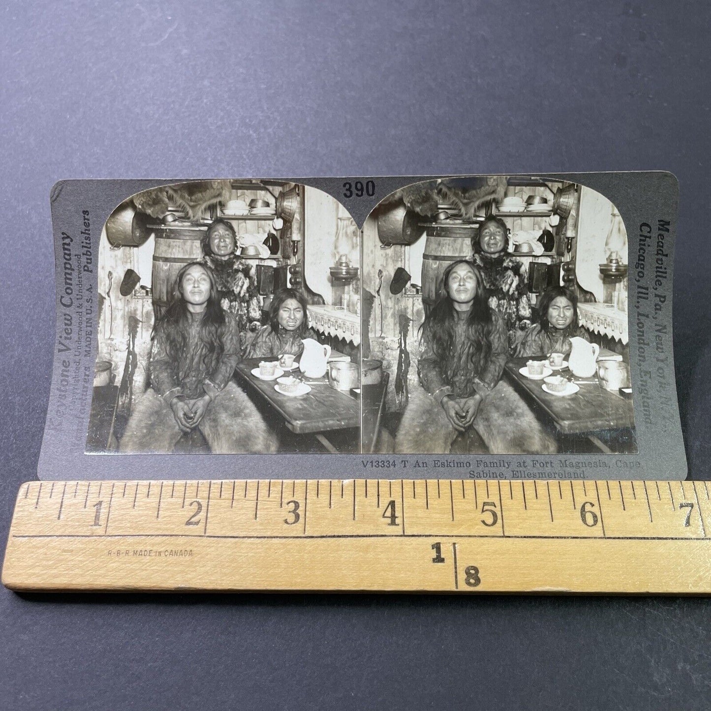 Antique 1890s Inuit Eskimo Alexandra Fiord Nunavut Stereoview Photo Card P3162