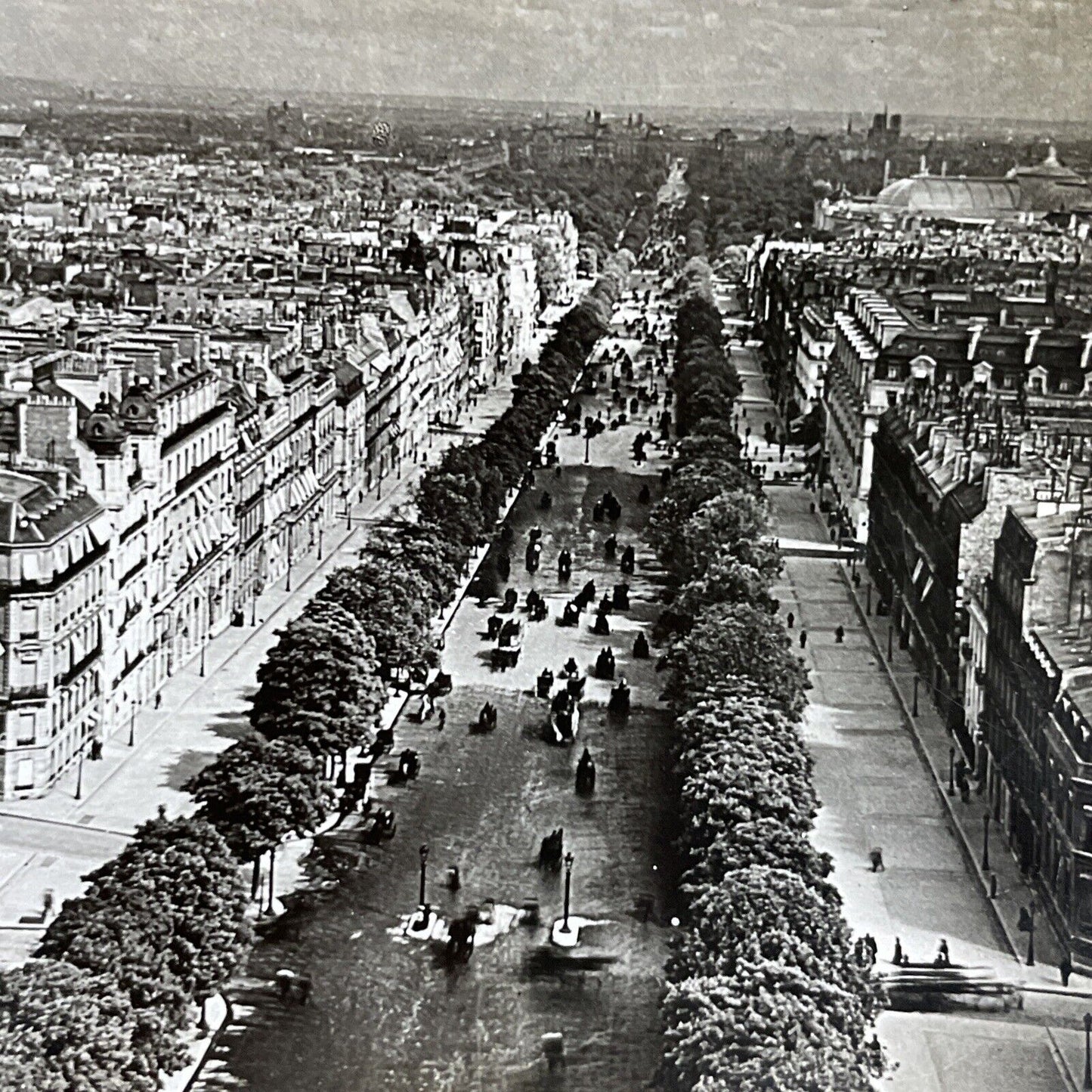 Antique 1900 The Main Street In Paris France Stereoview Photo Card P5138