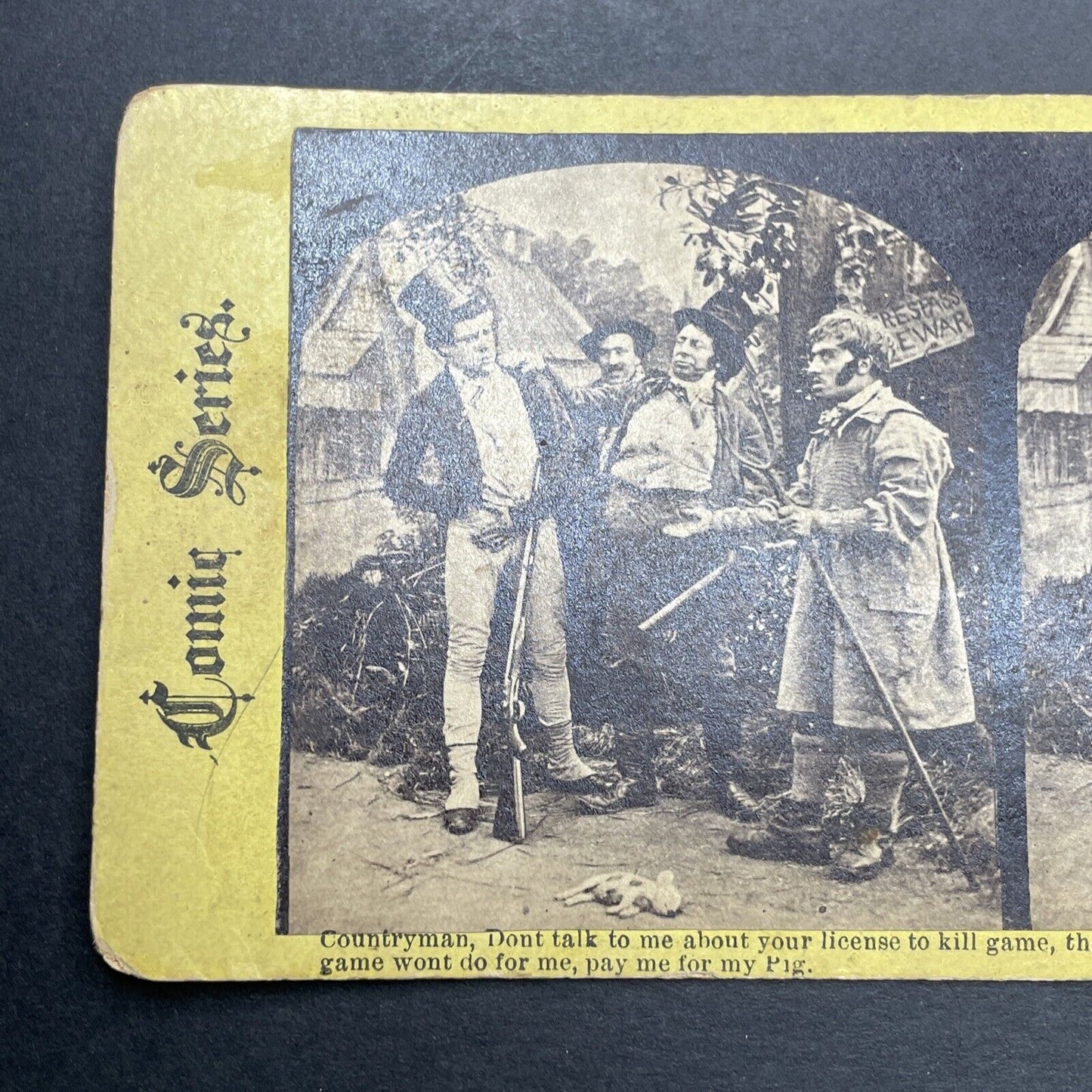 Antique 1860s Hunter Accosted By Farmers Stereoview Photo Card P1193