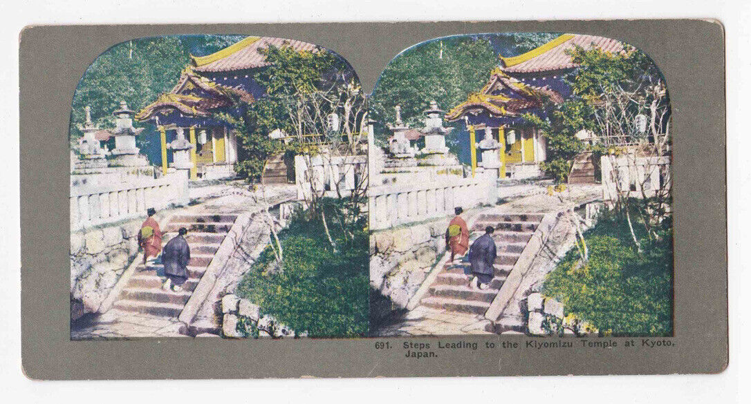 Antique 1904 Worshippers At Kiyomizu-Dera Temple Kyoto, Japan Stereo Card P292