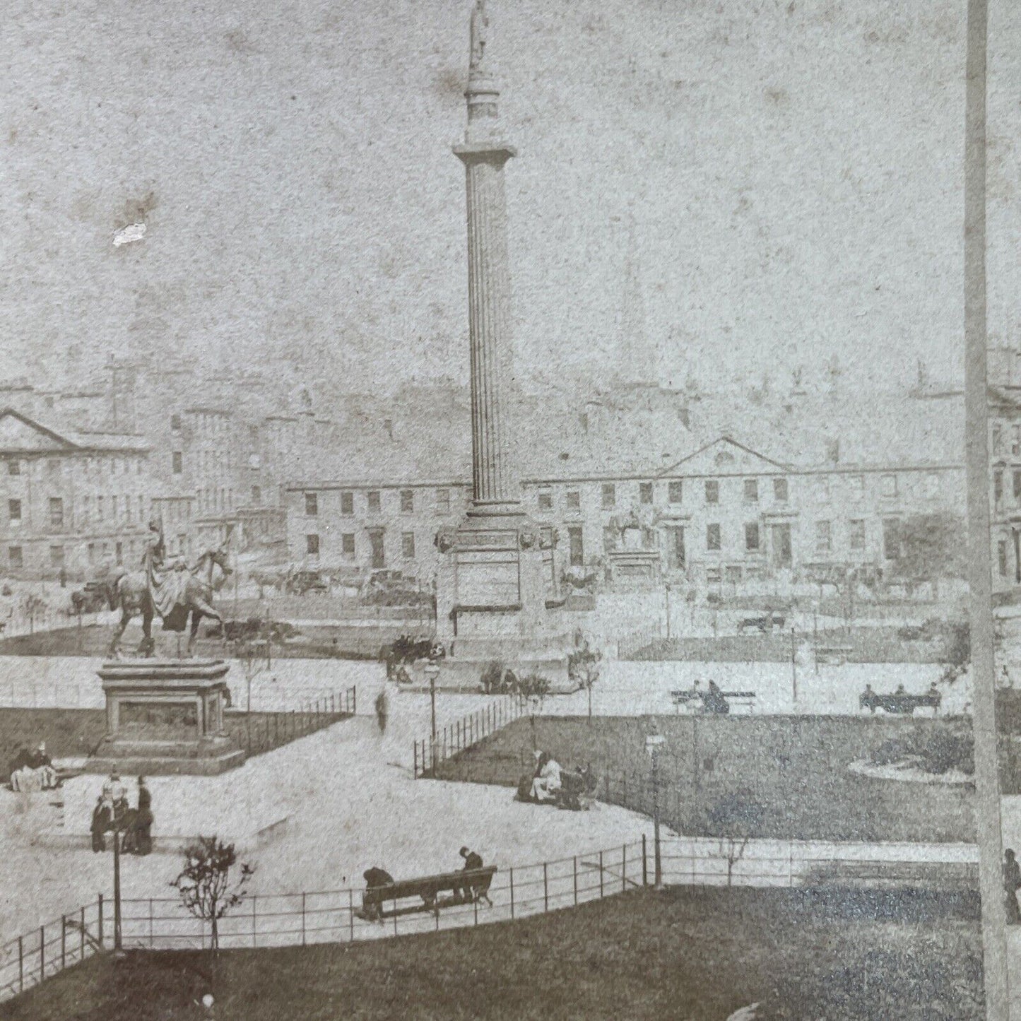 Antique 1880s George Square Glasgow Scotland NAME Stereoview Photo Card P2263