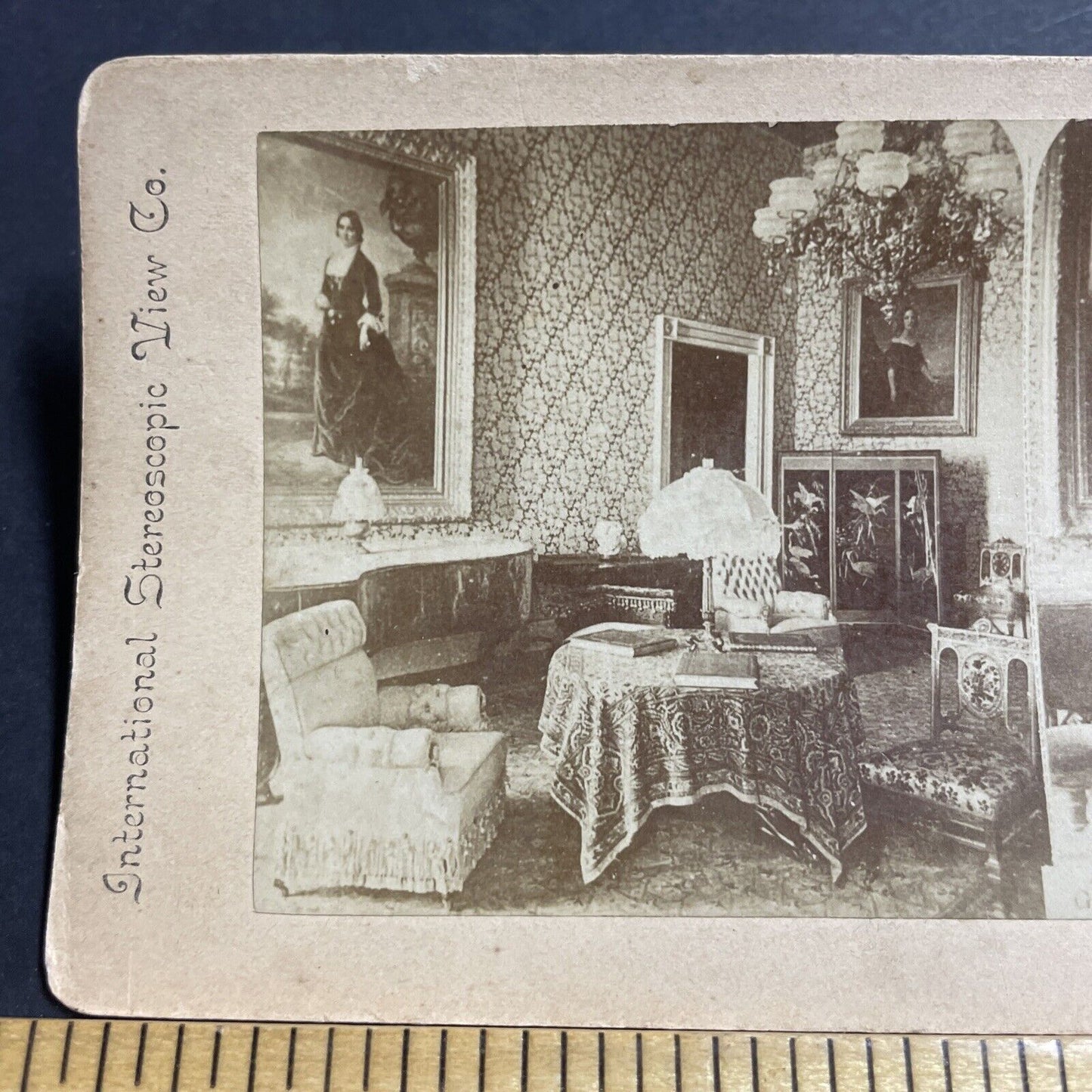 Antique 1880s The Green Room In The White House DC Stereoview Photo Card P5052