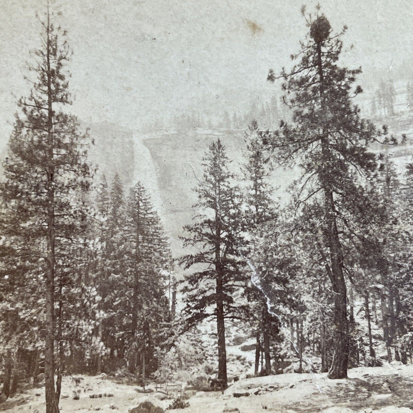 Antique 1870s Nevada Falls Yosemite Park California Stereoview Photo Card P3563