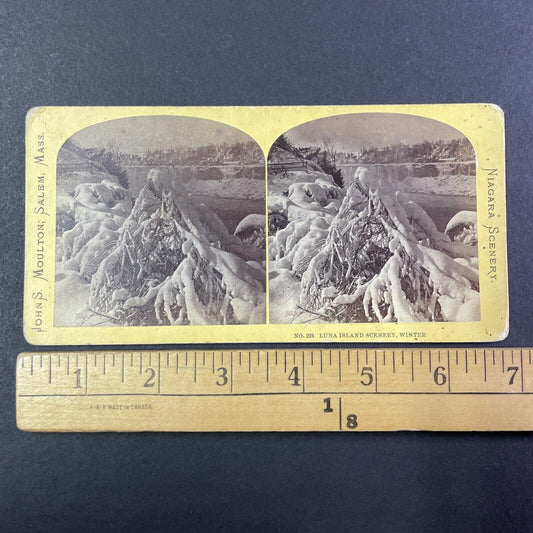 Niagara Falls From Luna Island Stereoview J.S. Moulton Antique c1870s Y1758