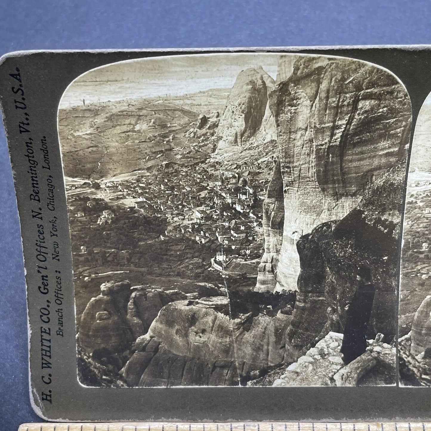 Antique 1908 The Village Of Kalabaka Greece Stereoview Photo Card P1879