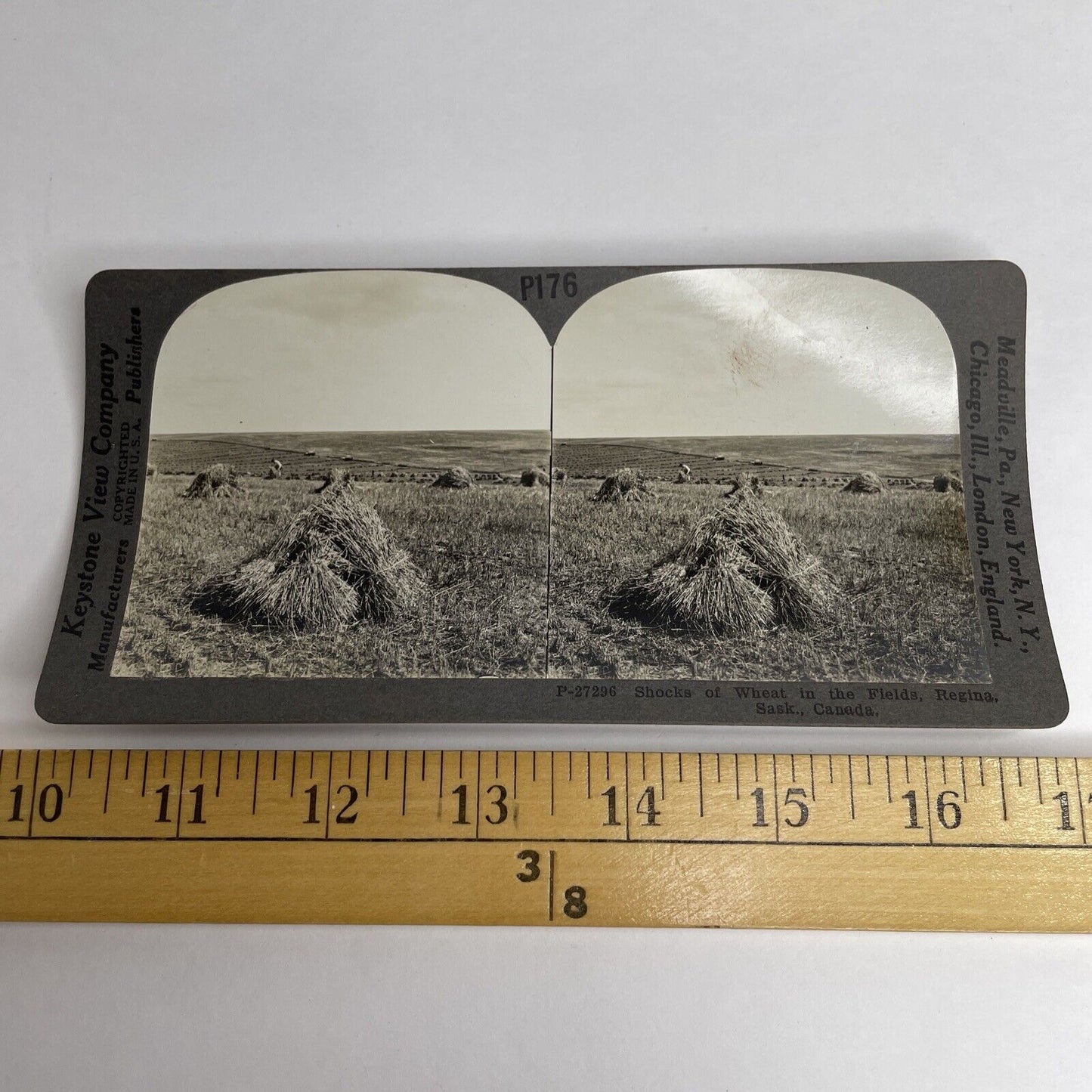 Antique 1912 Wheat Farming Regina Saskatchewan Canada Stereoview Photo PC620