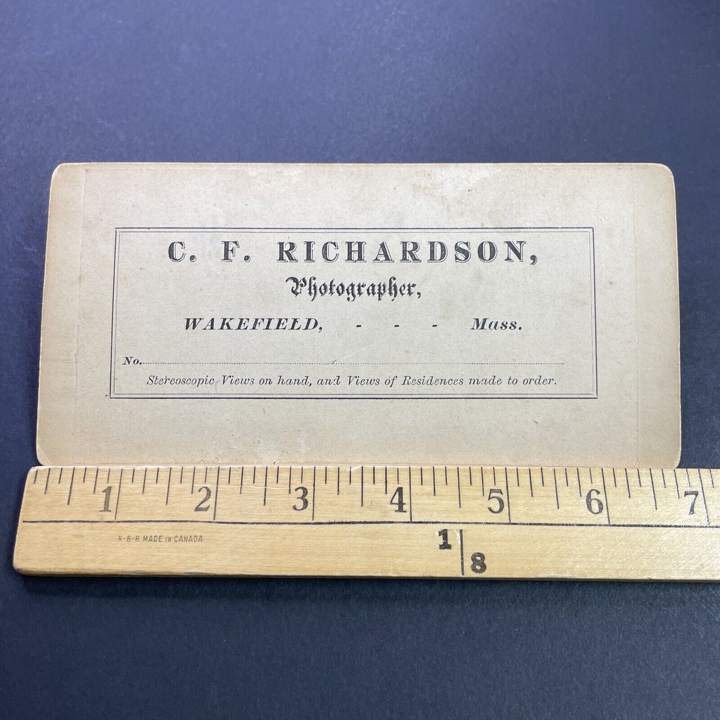 Antique 1870s CF Richardson Photography Wakefield MA Stereoview Photo Card P3484