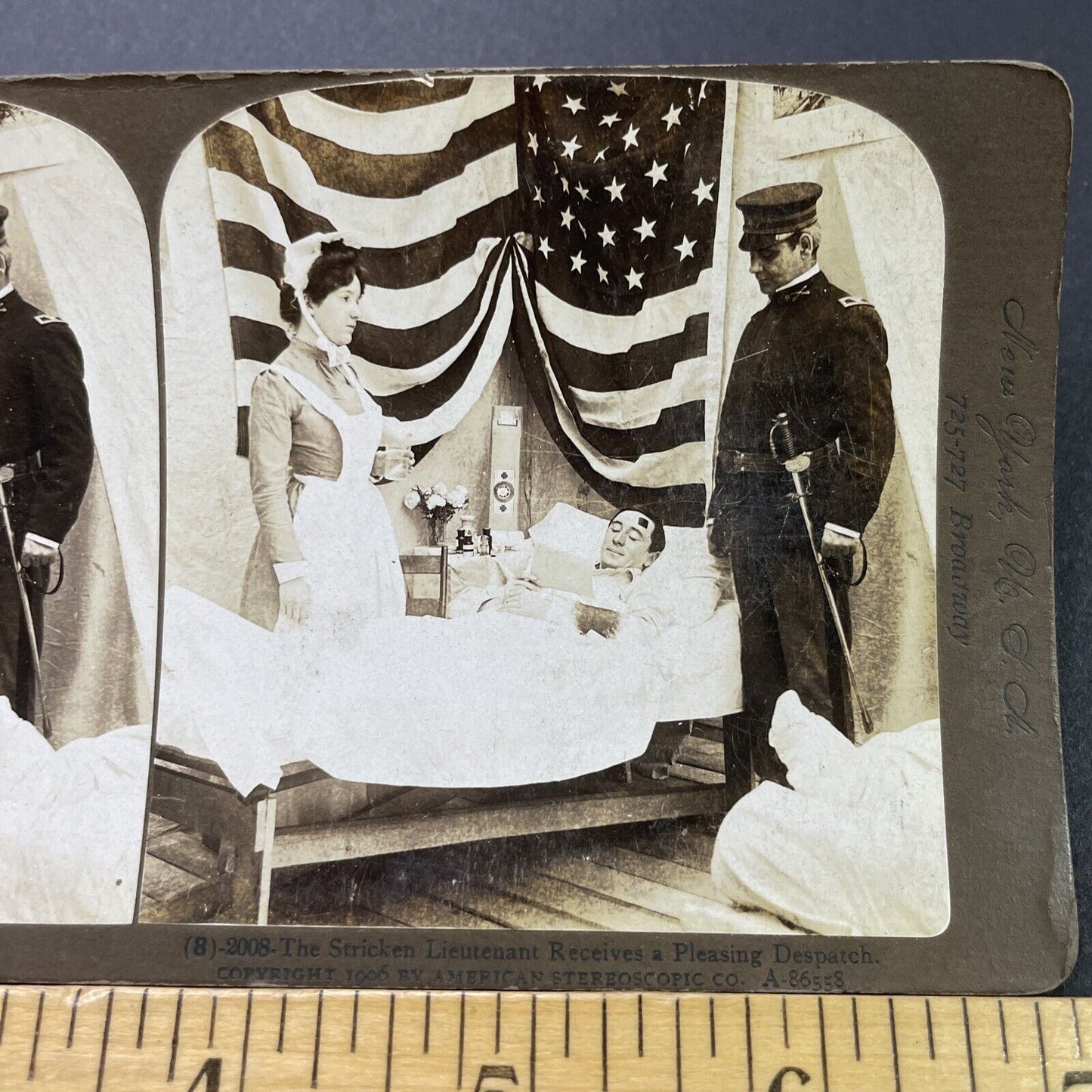 Antique 1906 Wounded US Soldier Hospital Discharged Stereoview Photo Card P3109