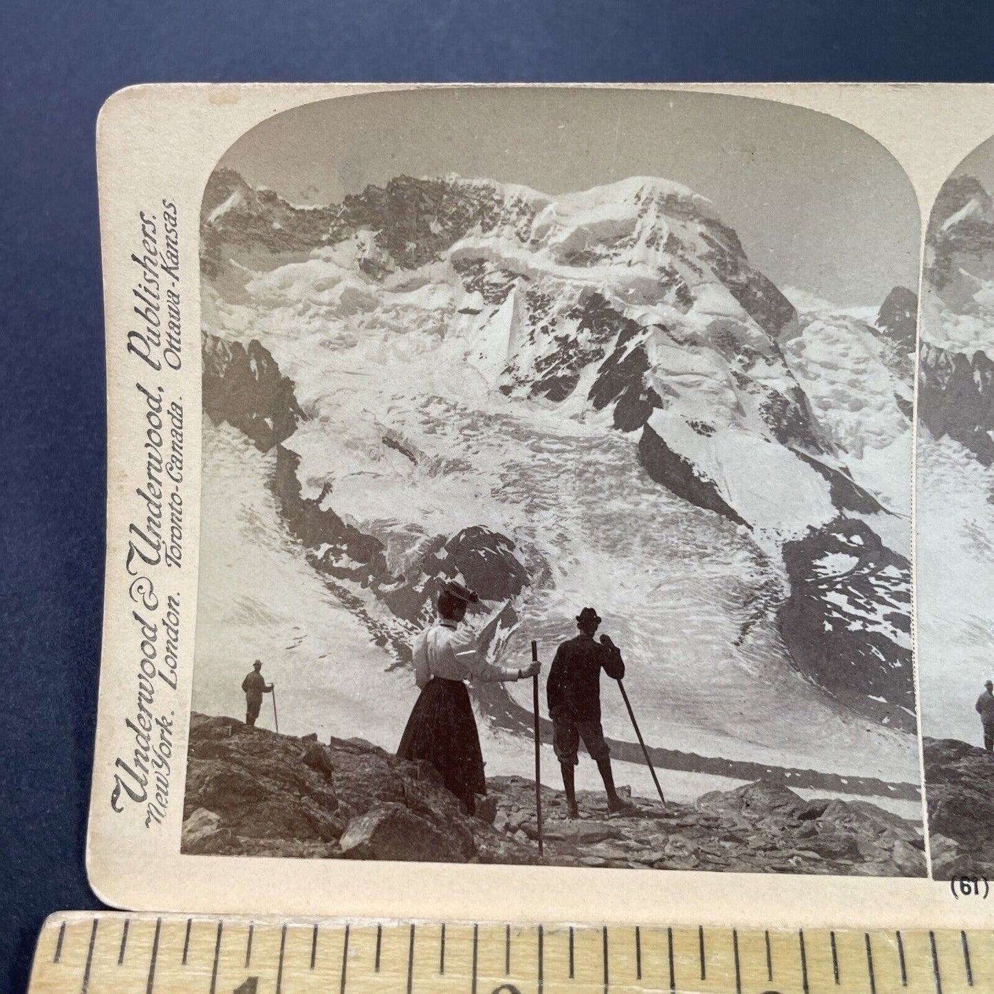 Antique 1901 Breithorn Mountain Switzerland Italy Stereoview Photo Card P3793