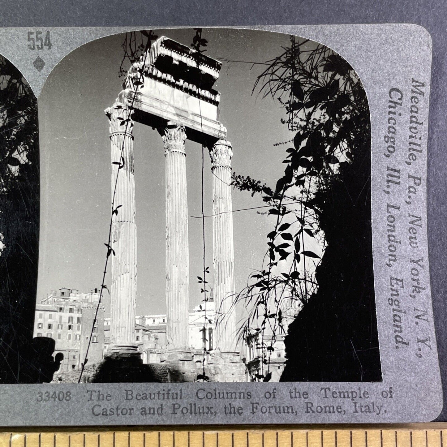 Temple of Castor and Pollux Stereoview Rome Italy Antique c1920s Y2194