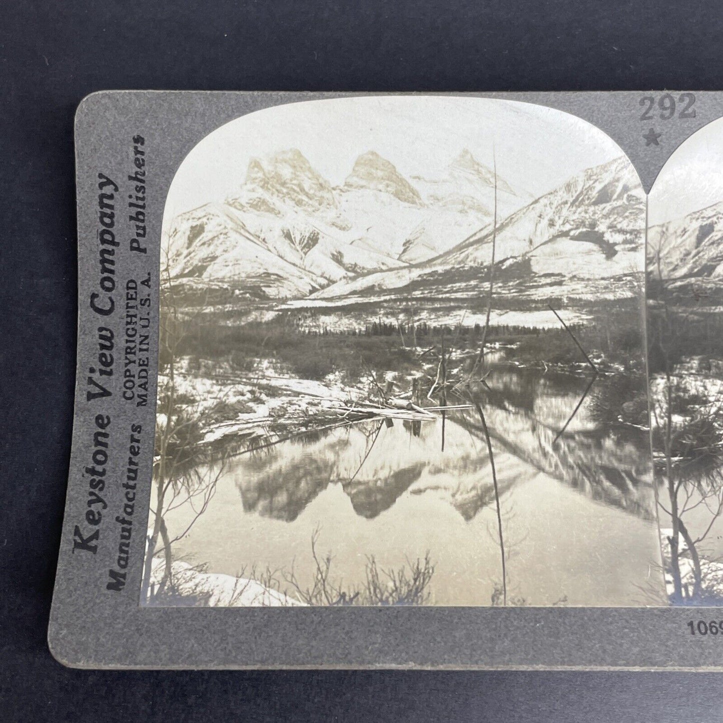 Antique 1903 Canmore Alberta Three Sisters Glacier Canada Stereoview Photo PC630