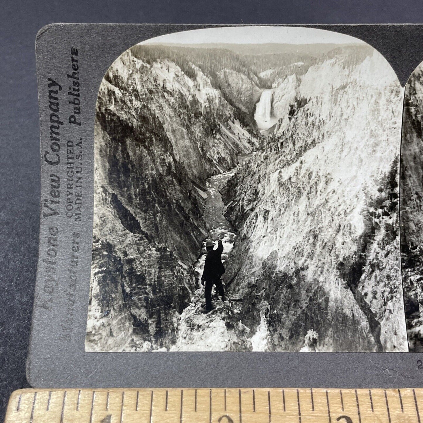 Antique 1910s Grand Canyon Of The Yellowstone WY Stereoview Photo Card V1863