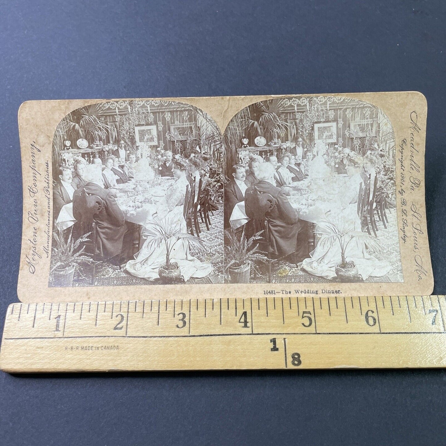 Antique 1901 Typical Victorian Wedding Dinner Stereoview Photo Card P2849