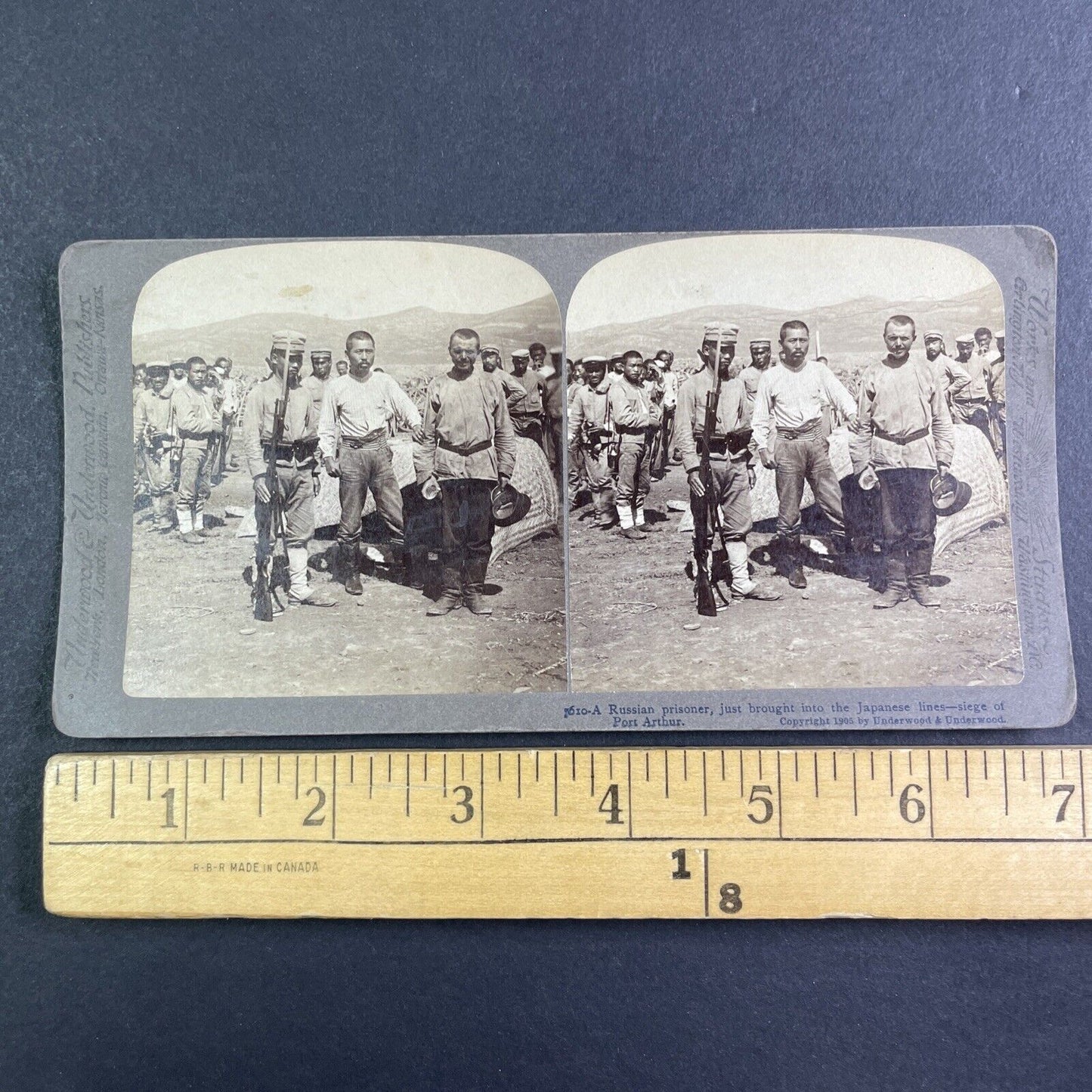 Russian Prisoner Awaits Field Trial Stereoview Russo-Sino War Antique 1905 X4190