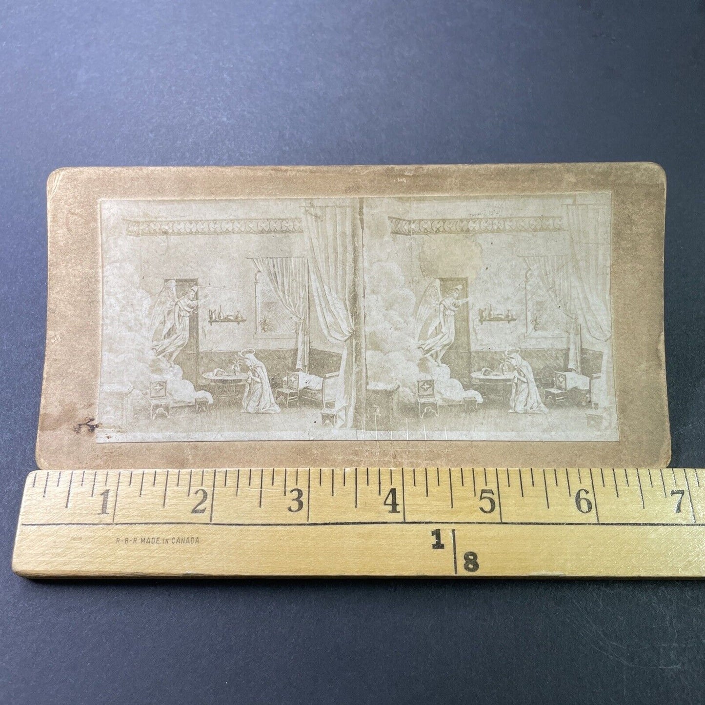 Antique 1860s Angel Appears To Mary Mother Of Jesus Stereoview Photo Card P3414