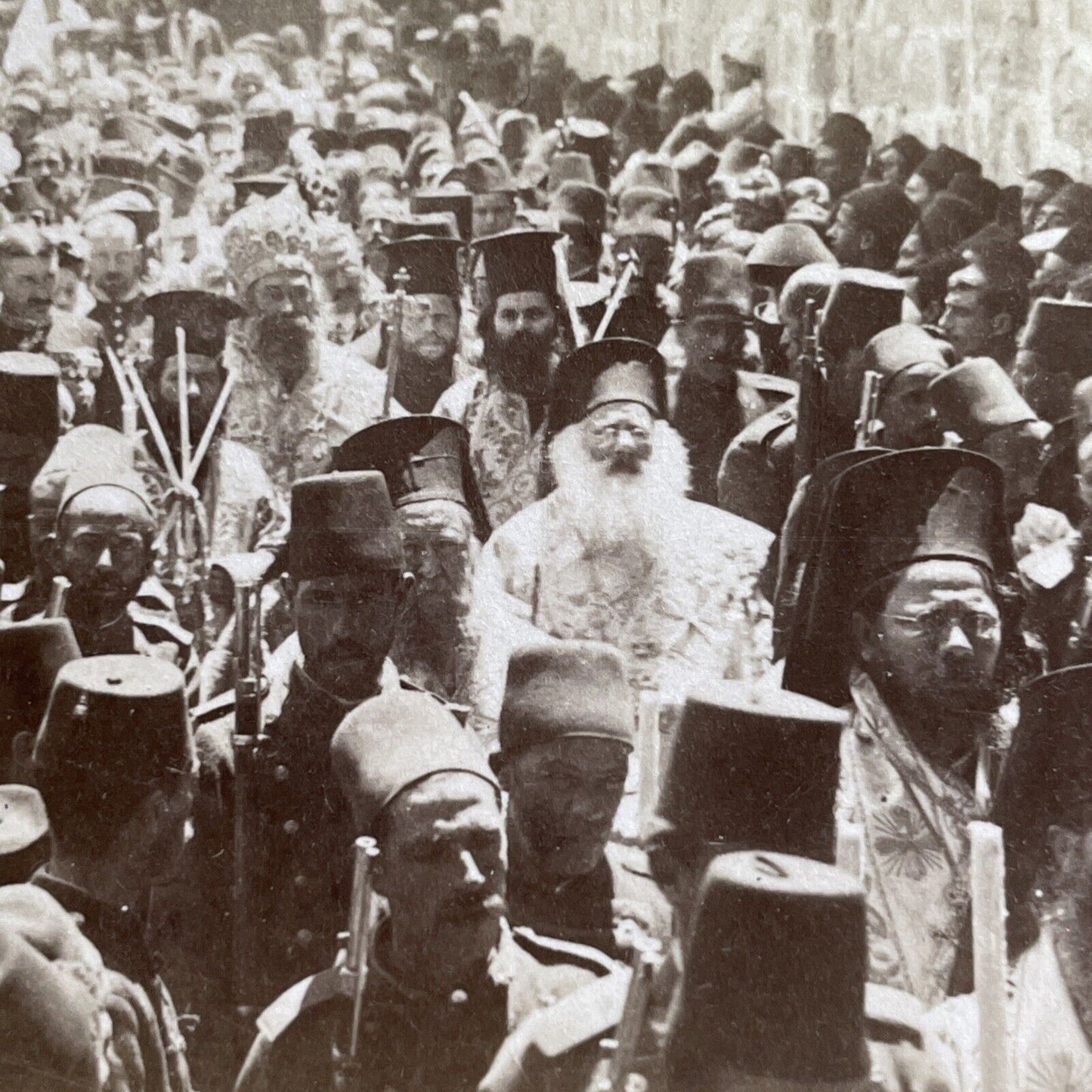 Antique 1900 Easter Procession Jerusalem Israel Stereoview Photo Card P1382