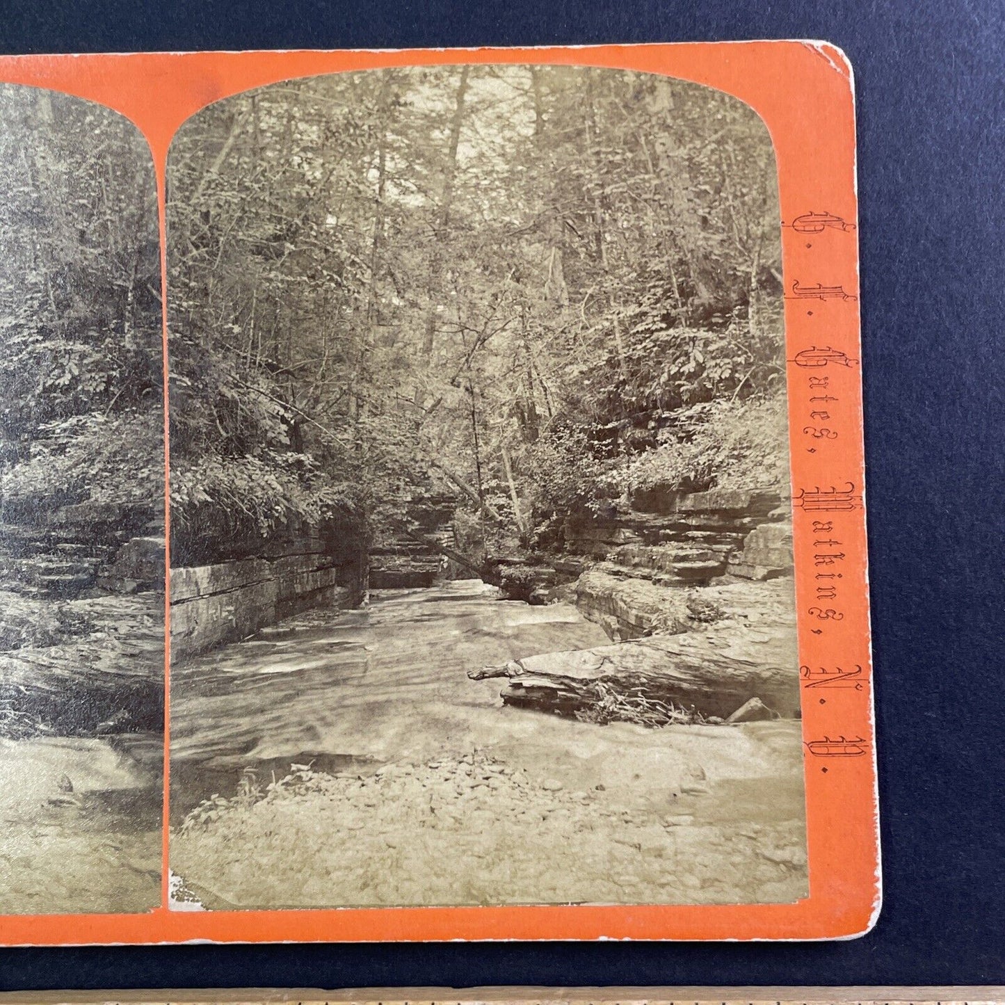 Summit Gorge Watkins Glen New York Stereoview George F Gates Antique c1865 Y1751