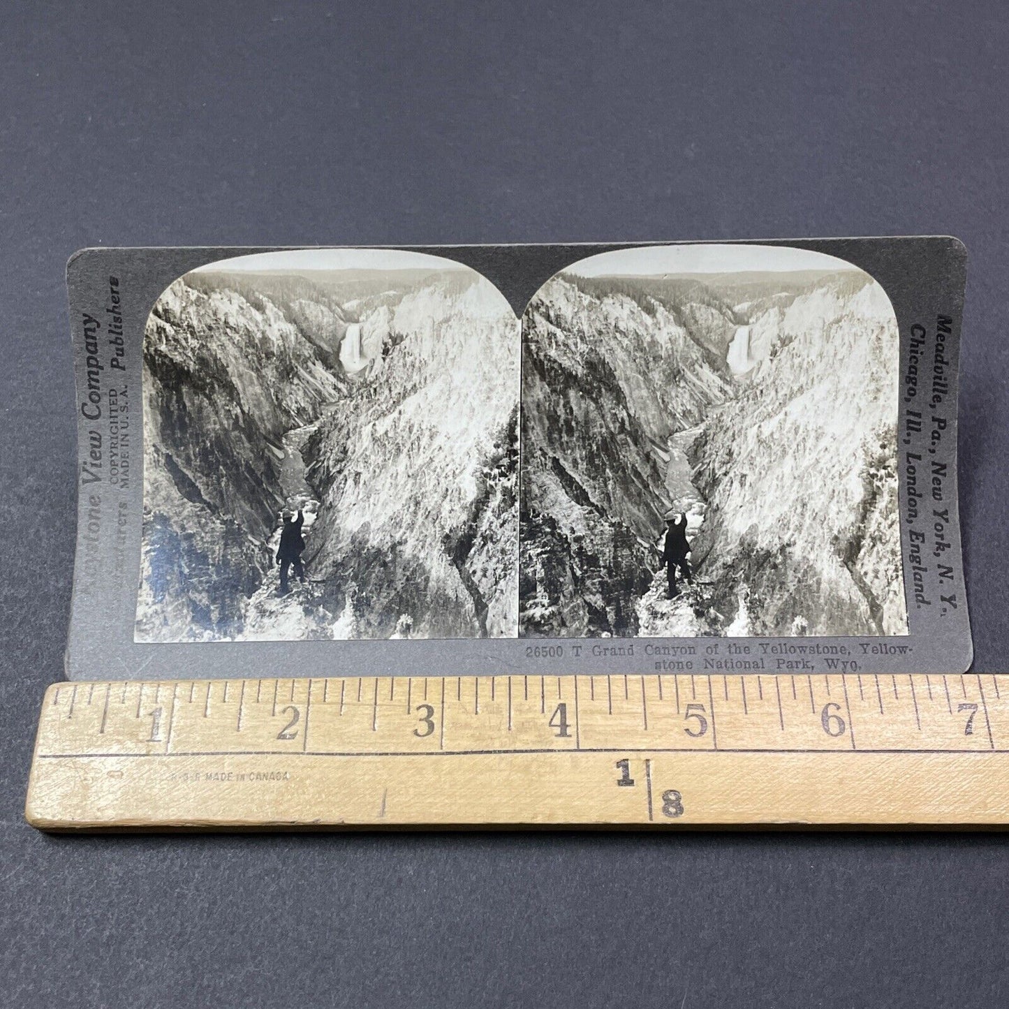 Antique 1910s Grand Canyon Of The Yellowstone WY Stereoview Photo Card V1863