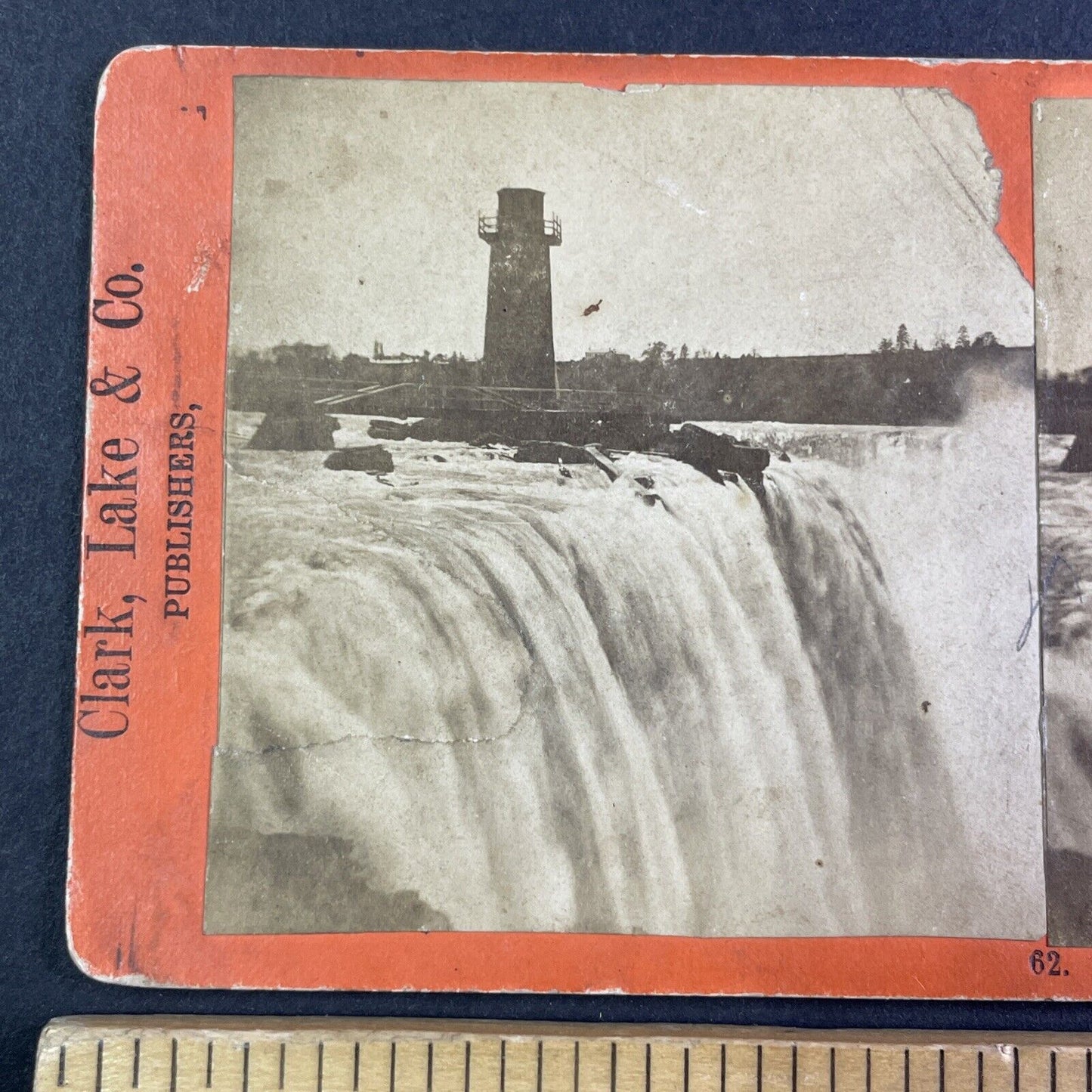 Terrapin Tower Before Explosion Stereoview Clark, Lake & Co Antique c1870s Y2512