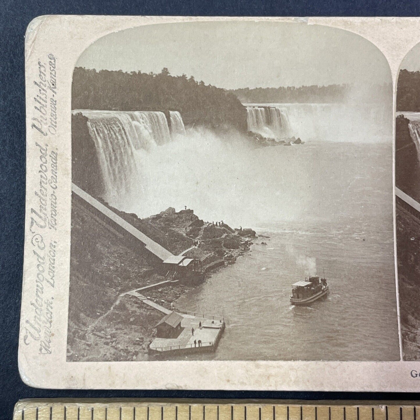 Maid of the Mist leaving Steamboat Dock Stereoview Antique c1894 Y1782